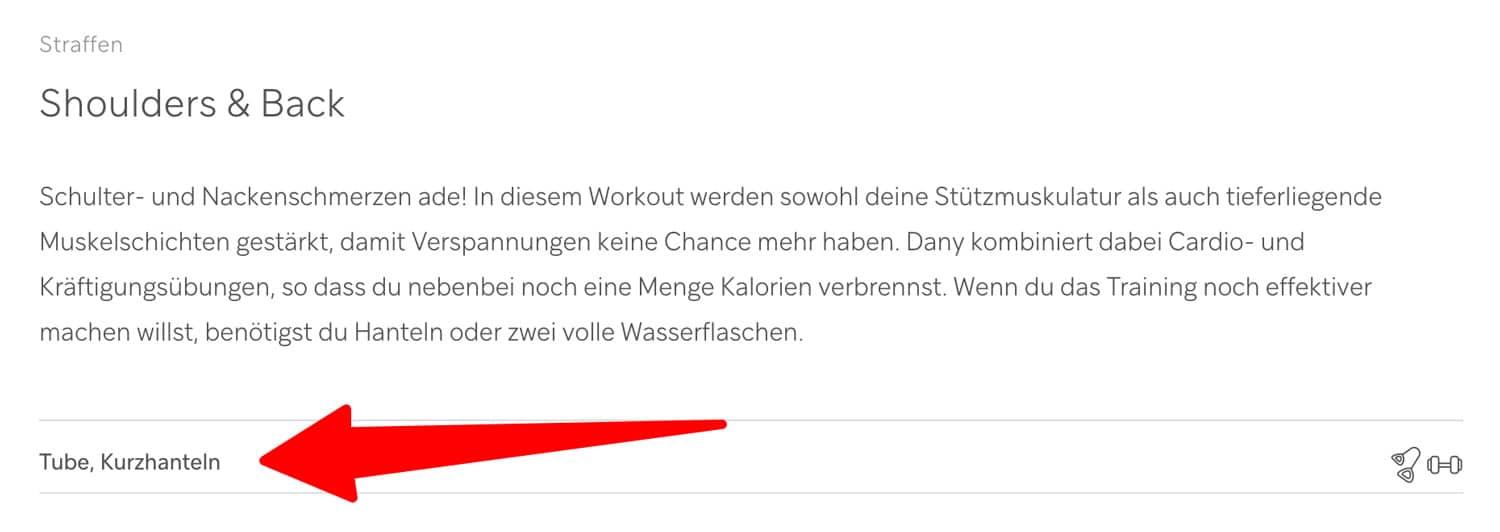 Leider hat unser Gymondo Test ergeben, dass einige der Wokrouts zusätzliche Geräte erfordern.