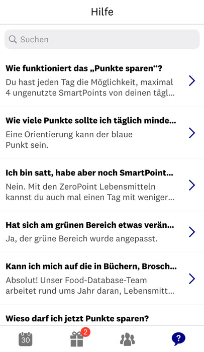 In der WW App wartet ein gigantischer FAQ Bereich auf dich