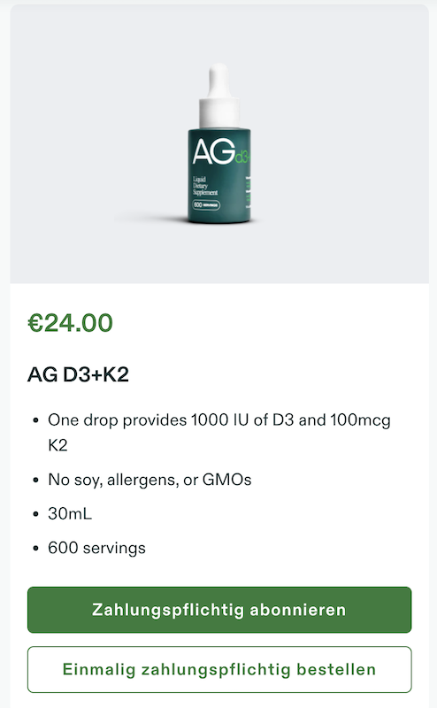 Athletic Greens AG1 Vitamin D3 K2