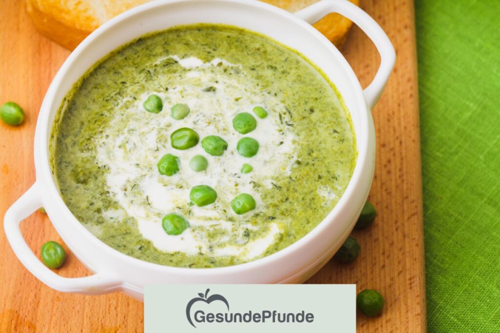 Lauch-, Erbsen- und Brunnenkressesuppe