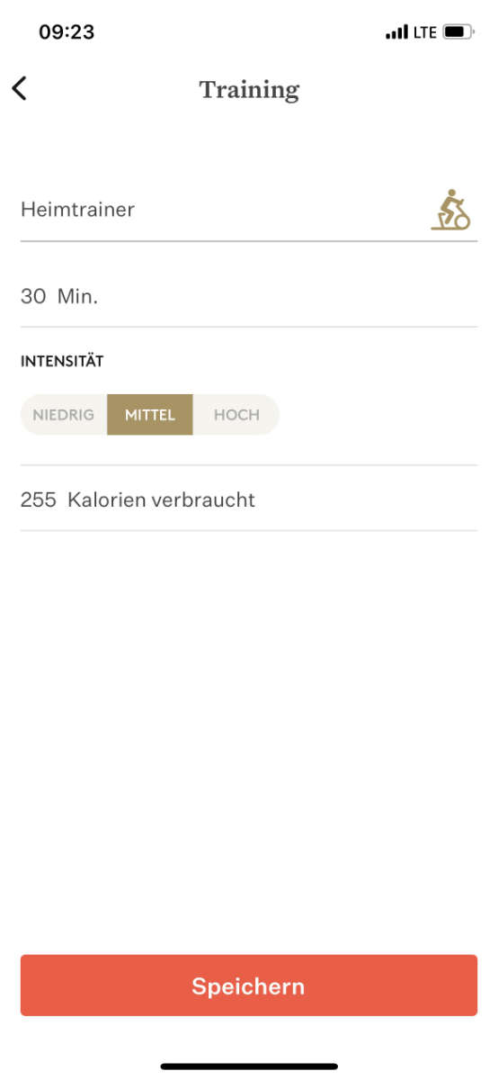 Noom Tracking von Workouts und Sporteinheiten.