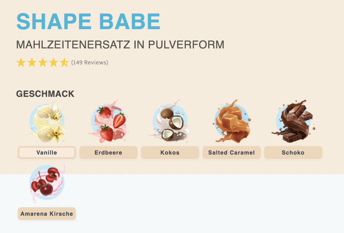 Shapeworld Shape Babe Geschmacksrichtungen